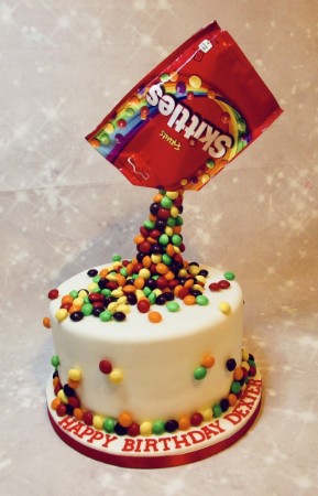Anti Gravity Skittles cake